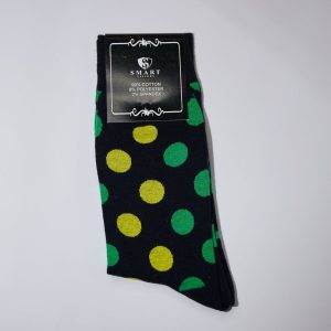 Black with Yellow & Green Polka Dot Socks