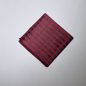 Maroon Micro-Check Pocket Square