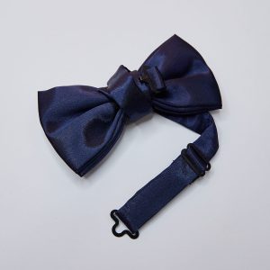 Navy Blue Slim Satin Bow Tie