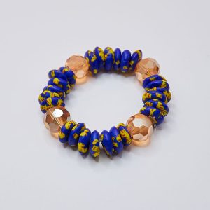 Blue & Gold Faceted Crystal Bead Bracelet